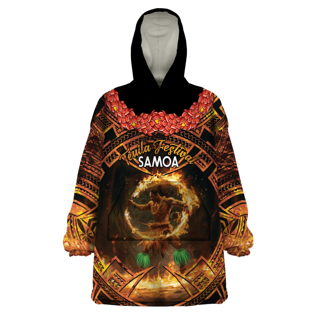 Samoa Teuila 2024 Festival Wearable Blanket Hoodie Samoan Siva Afi With Red Gingers