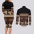 Black Samoa Siapo Teuila Flowers Couples Matching Long Sleeve Bodycon Dress and Long Sleeve Button Shirt