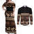 Black Samoa Siapo Teuila Flowers Couples Matching Off Shoulder Maxi Dress and Long Sleeve Button Shirt