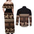 Black Samoa Siapo Teuila Flowers Couples Matching Off Shoulder Maxi Dress and Long Sleeve Button Shirt