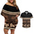 Black Samoa Siapo Teuila Flowers Couples Matching Off Shoulder Short Dress and Hawaiian Shirt