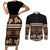 Black Samoa Siapo Teuila Flowers Couples Matching Short Sleeve Bodycon Dress and Long Sleeve Button Shirt