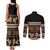 Black Samoa Siapo Teuila Flowers Couples Matching Tank Maxi Dress and Long Sleeve Button Shirt