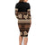 Black Samoa Siapo Teuila Flowers Family Matching Long Sleeve Bodycon Dress and Hawaiian Shirt