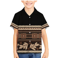 Black Samoa Siapo Teuila Flowers Family Matching Mermaid Dress and Hawaiian Shirt