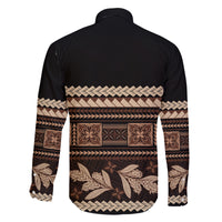 Black Samoa Siapo Teuila Flowers Family Matching Off Shoulder Maxi Dress and Hawaiian Shirt