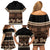 Black Samoa Siapo Teuila Flowers Family Matching Off Shoulder Short Dress and Hawaiian Shirt