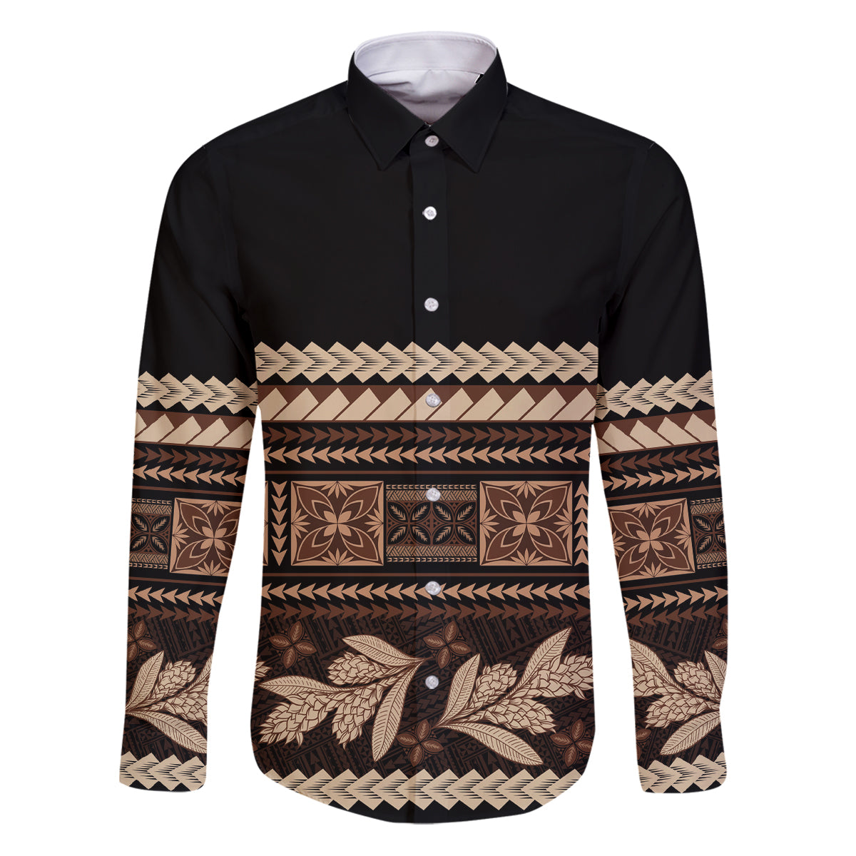 Black Samoa Siapo Teuila Flowers Family Matching Puletasi and Hawaiian Shirt