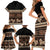 Black Samoa Siapo Teuila Flowers Family Matching Short Sleeve Bodycon Dress and Hawaiian Shirt