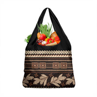 Black Samoa Siapo Teuila Flowers Grocery Bag LT14 1-pack One Size Black - Polynesian Pride
