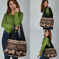 Black Samoa Siapo Teuila Flowers Grocery Bag LT14 - Polynesian Pride