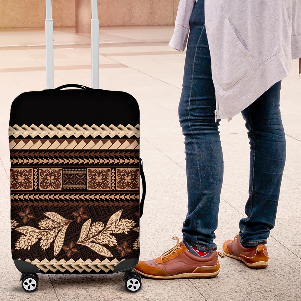 Black Samoa Siapo Teuila Flowers Luggage Cover