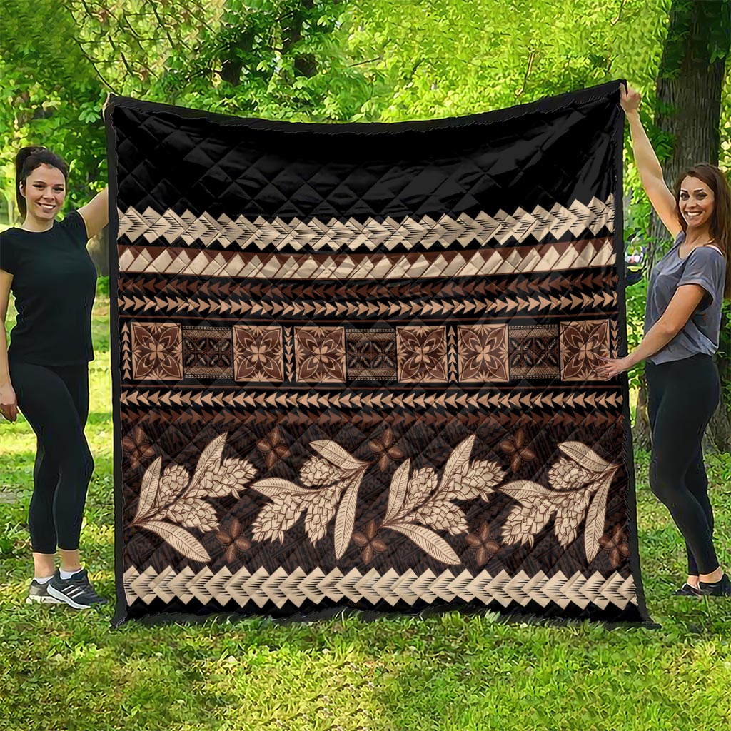 Black Samoa Siapo Teuila Flowers Quilt