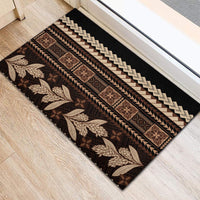 Black Samoa Siapo Teuila Flowers Rubber Doormat
