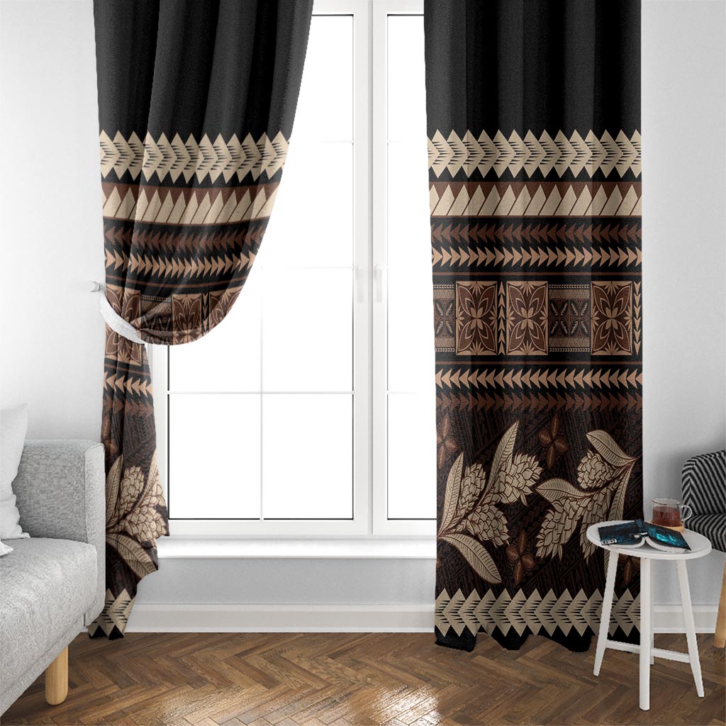 Black Samoa Siapo Teuila Flowers Window Curtain