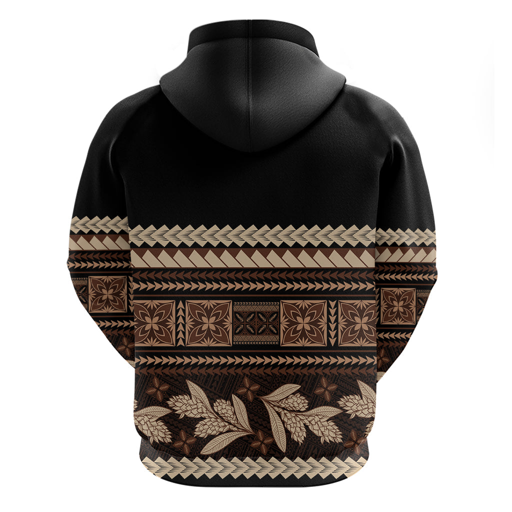 Black Samoa Siapo Teuila Flowers Zip Hoodie