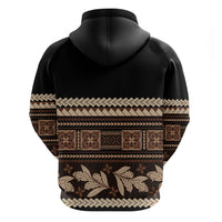 Black Samoa Siapo Teuila Flowers Zip Hoodie