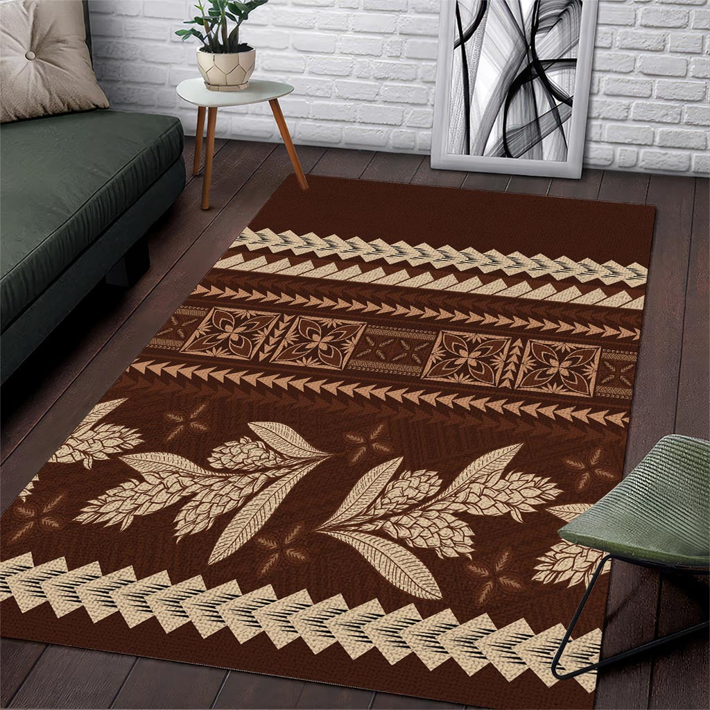 Brown Samoa Siapo Teuila Flowers Area Rug