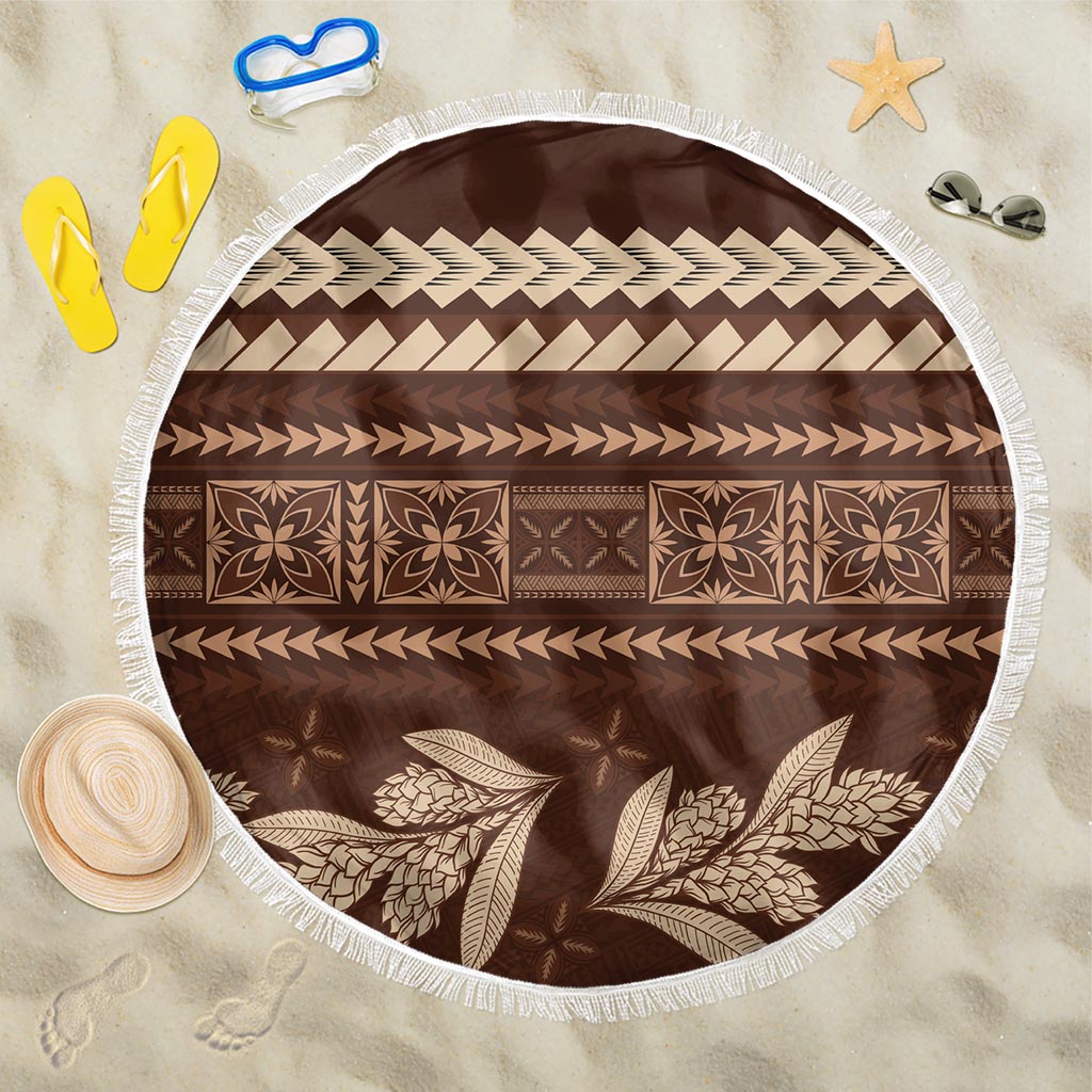 Brown Samoa Siapo Teuila Flowers Beach Blanket