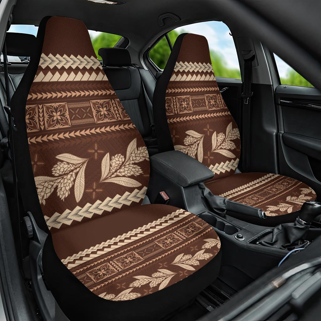 Brown Samoa Siapo Teuila Flowers Car Seat Cover