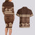 Brown Samoa Siapo Teuila Flowers Couples Matching Long Sleeve Bodycon Dress and Hawaiian Shirt