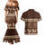 Brown Samoa Siapo Teuila Flowers Couples Matching Mermaid Dress and Hawaiian Shirt