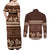 Brown Samoa Siapo Teuila Flowers Couples Matching Off Shoulder Maxi Dress and Long Sleeve Button Shirt