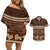 Brown Samoa Siapo Teuila Flowers Couples Matching Off Shoulder Short Dress and Hawaiian Shirt