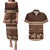 Brown Samoa Siapo Teuila Flowers Couples Matching Puletasi and Hawaiian Shirt