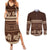 Brown Samoa Siapo Teuila Flowers Couples Matching Summer Maxi Dress and Long Sleeve Button Shirt