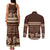 Brown Samoa Siapo Teuila Flowers Couples Matching Tank Maxi Dress and Long Sleeve Button Shirt