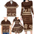 Brown Samoa Siapo Teuila Flowers Family Matching Long Sleeve Bodycon Dress and Hawaiian Shirt