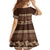 Brown Samoa Siapo Teuila Flowers Family Matching Off The Shoulder Long Sleeve Dress and Hawaiian Shirt