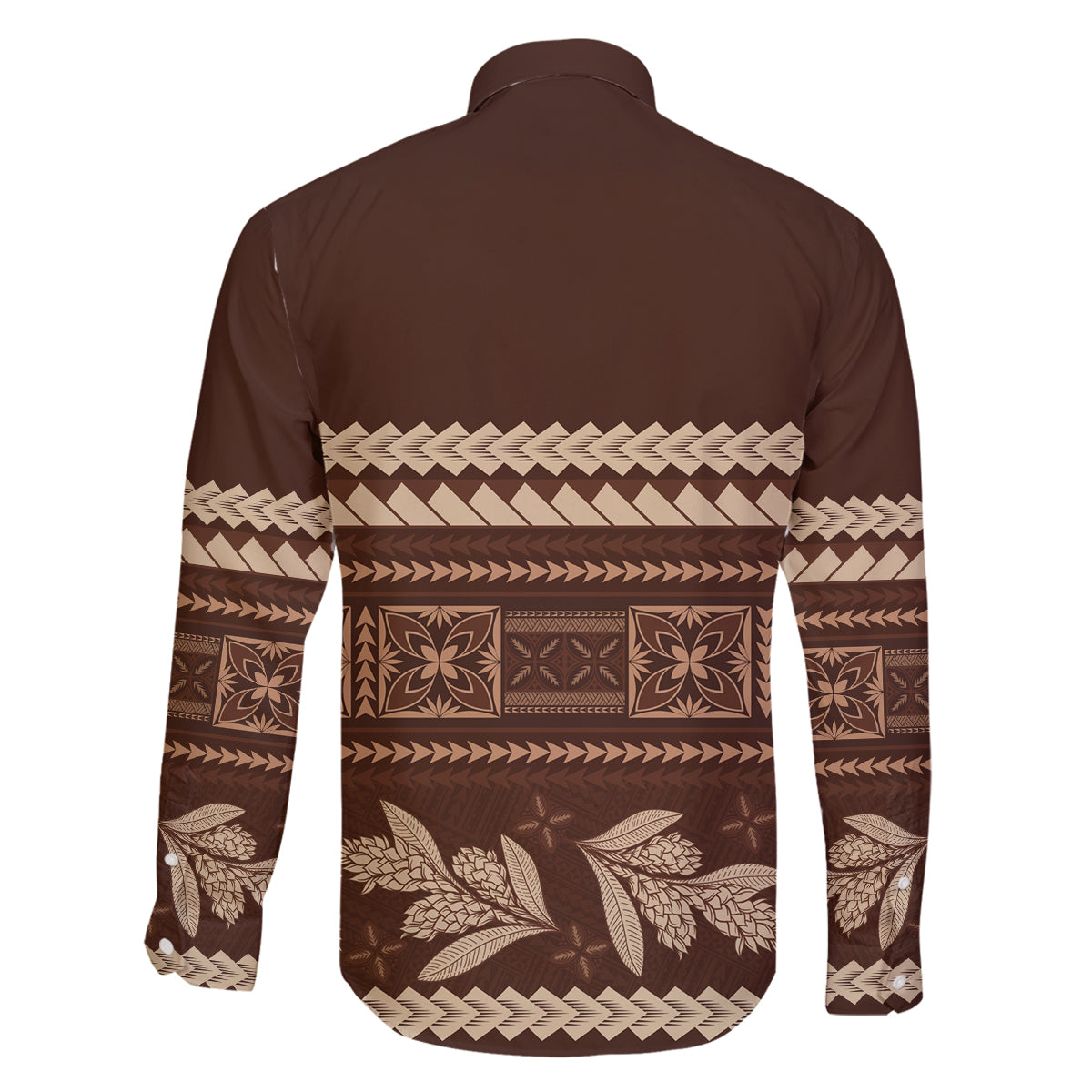 Brown Samoa Siapo Teuila Flowers Family Matching Off Shoulder Short Dress and Hawaiian Shirt