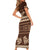 Brown Samoa Siapo Teuila Flowers Family Matching Short Sleeve Bodycon Dress and Hawaiian Shirt