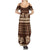 Brown Samoa Siapo Teuila Flowers Family Matching Summer Maxi Dress and Hawaiian Shirt