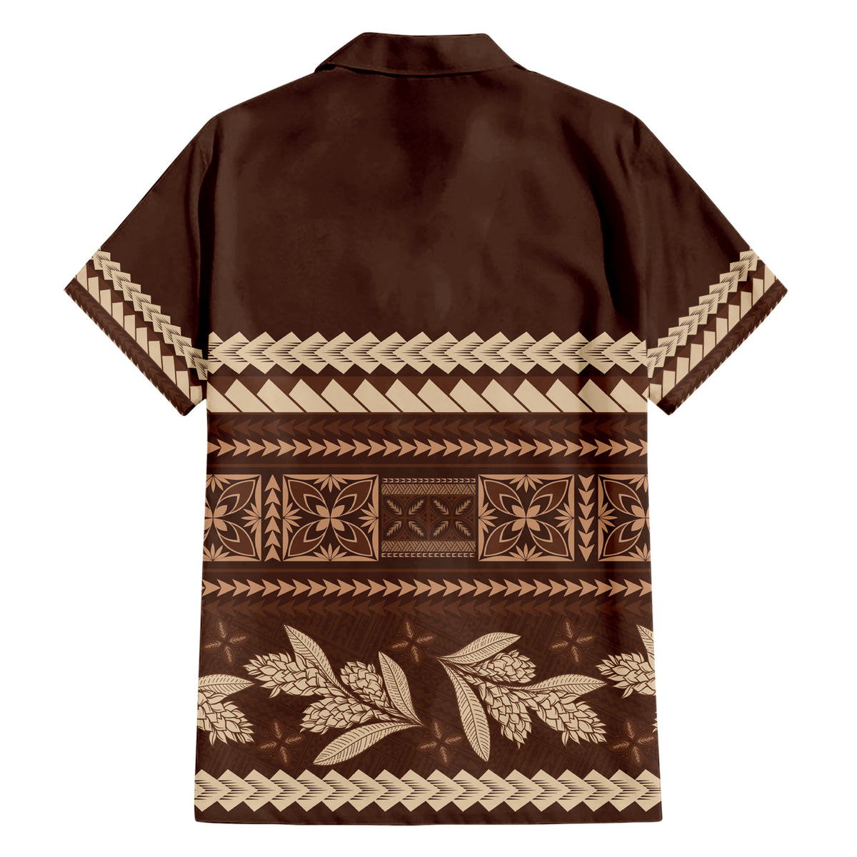 Brown Samoa Siapo Teuila Flowers Hawaiian Shirt