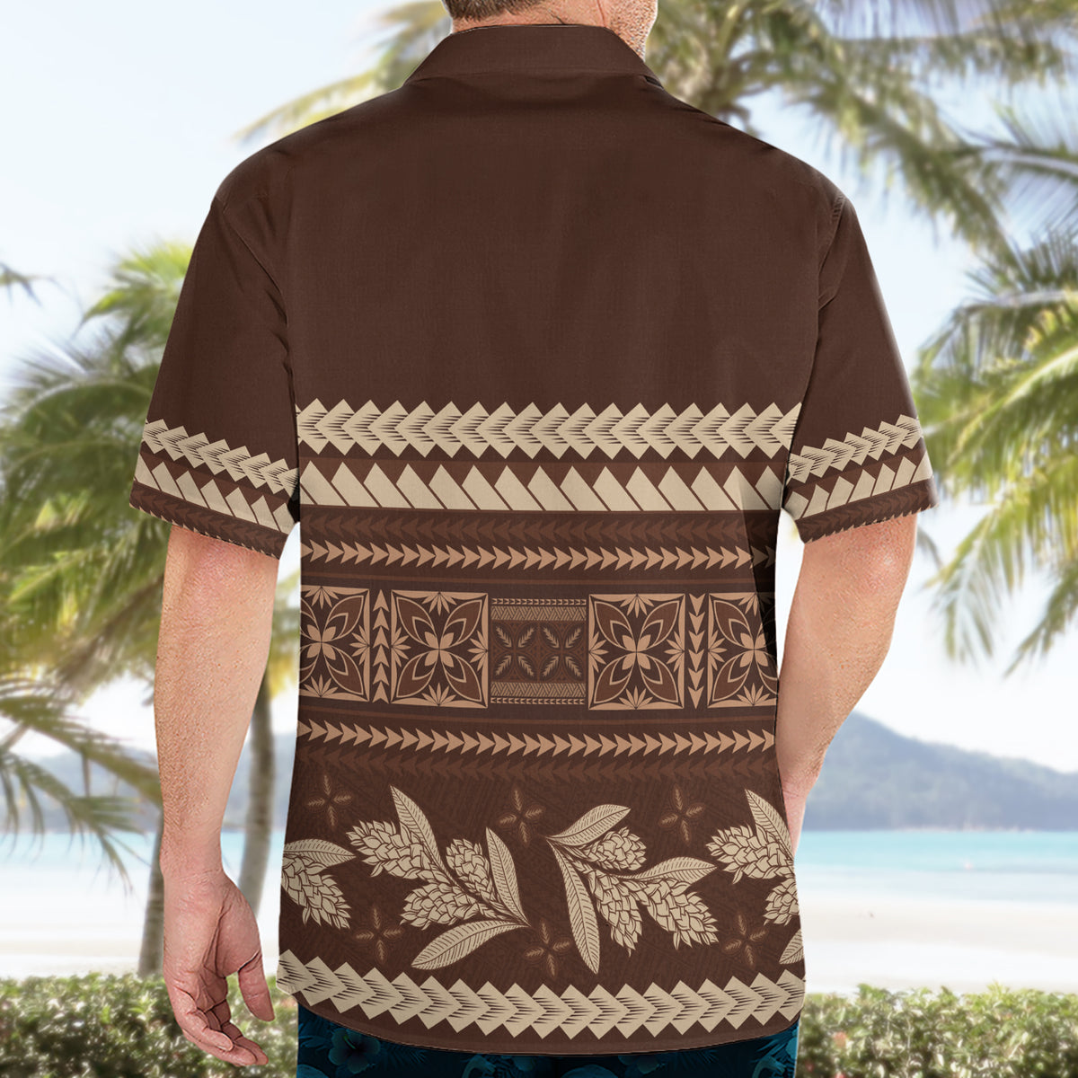 Brown Samoa Siapo Teuila Flowers Hawaiian Shirt