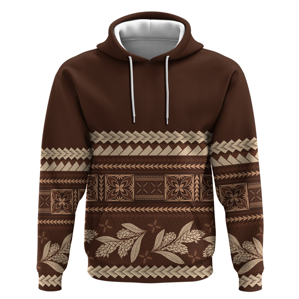 Brown Samoa Siapo Teuila Flowers Hoodie