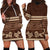 Brown Samoa Siapo Teuila Flowers Hoodie Dress