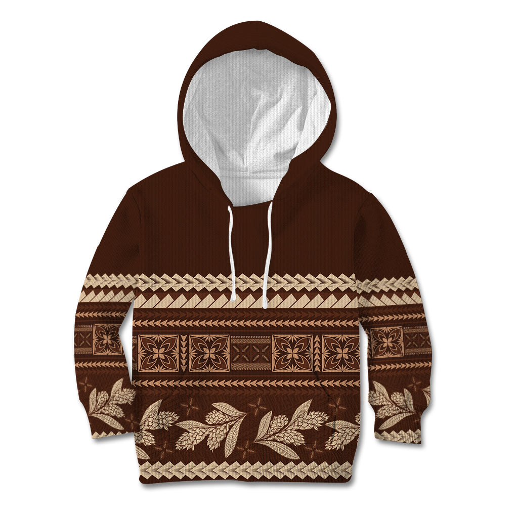 Brown Samoa Siapo Teuila Flowers Kid Hoodie