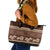 Brown Samoa Siapo Teuila Flowers Leather Tote Bag