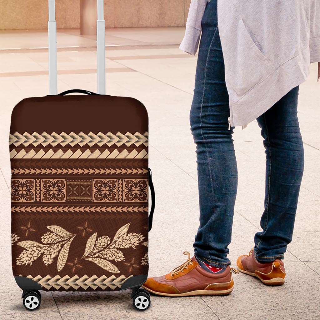 Brown Samoa Siapo Teuila Flowers Luggage Cover