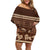 Brown Samoa Siapo Teuila Flowers Off Shoulder Short Dress