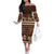 Brown Samoa Siapo Teuila Flowers Off The Shoulder Long Sleeve Dress