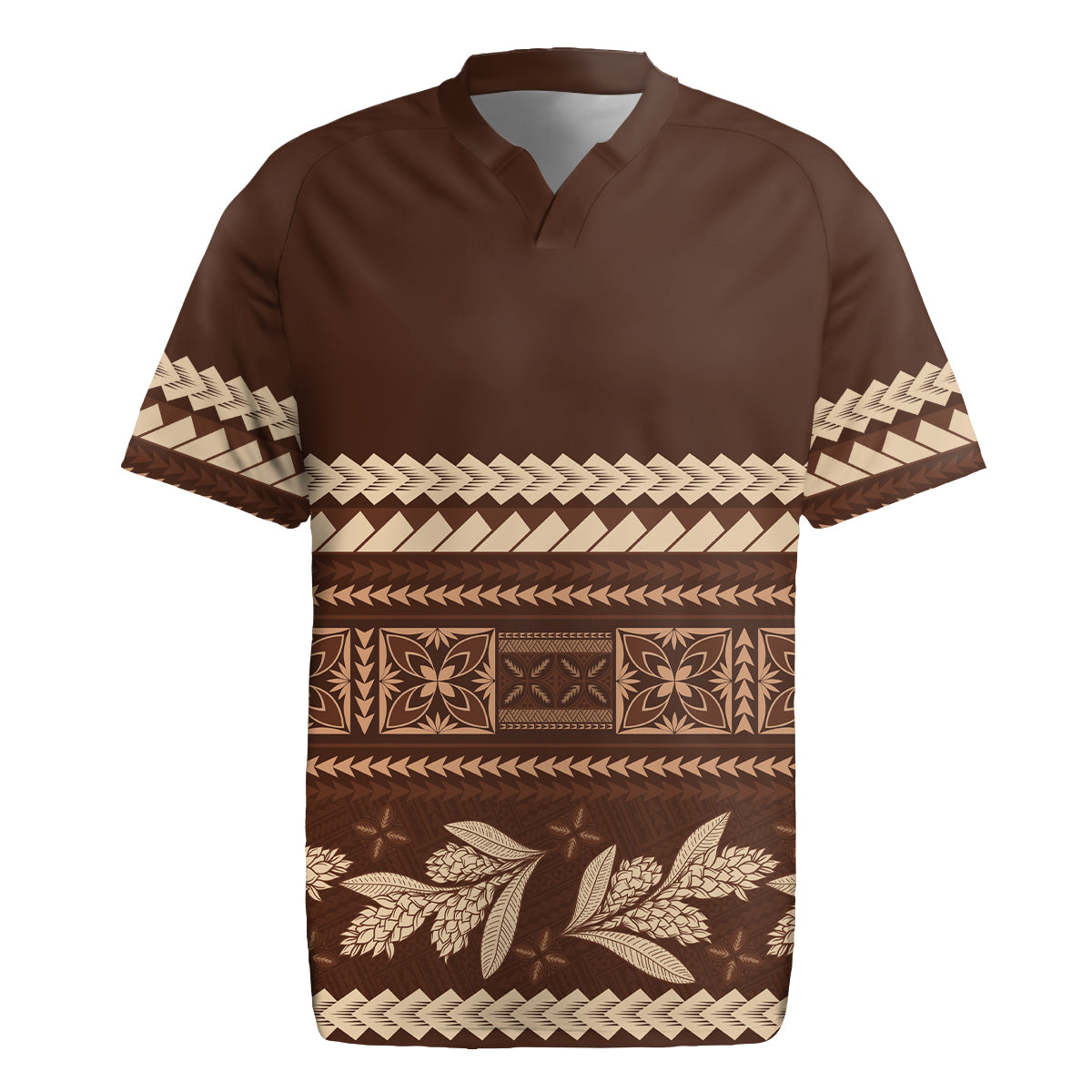 Brown Samoa Siapo Teuila Flowers Rugby Jersey