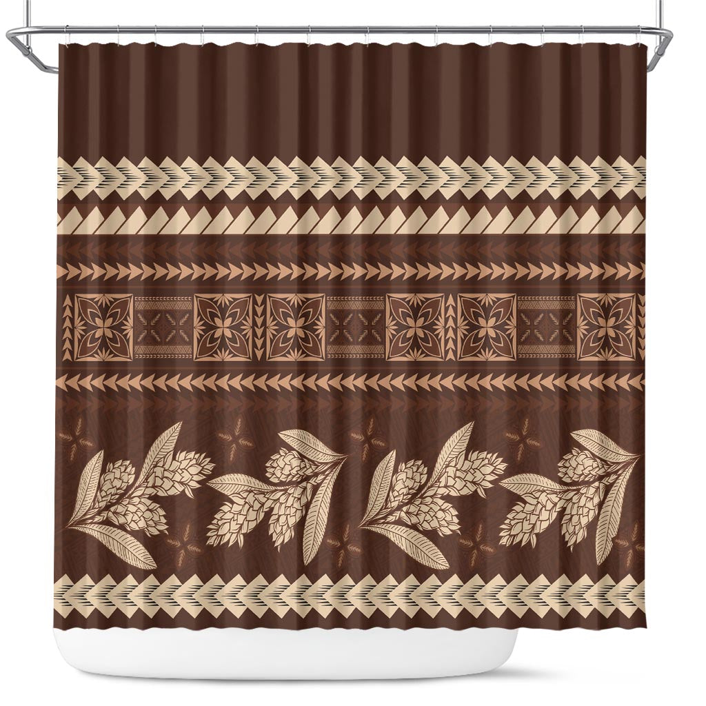 Brown Samoa Siapo Teuila Flowers Shower Curtain