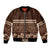 Brown Samoa Siapo Teuila Flowers Sleeve Zip Bomber Jacket