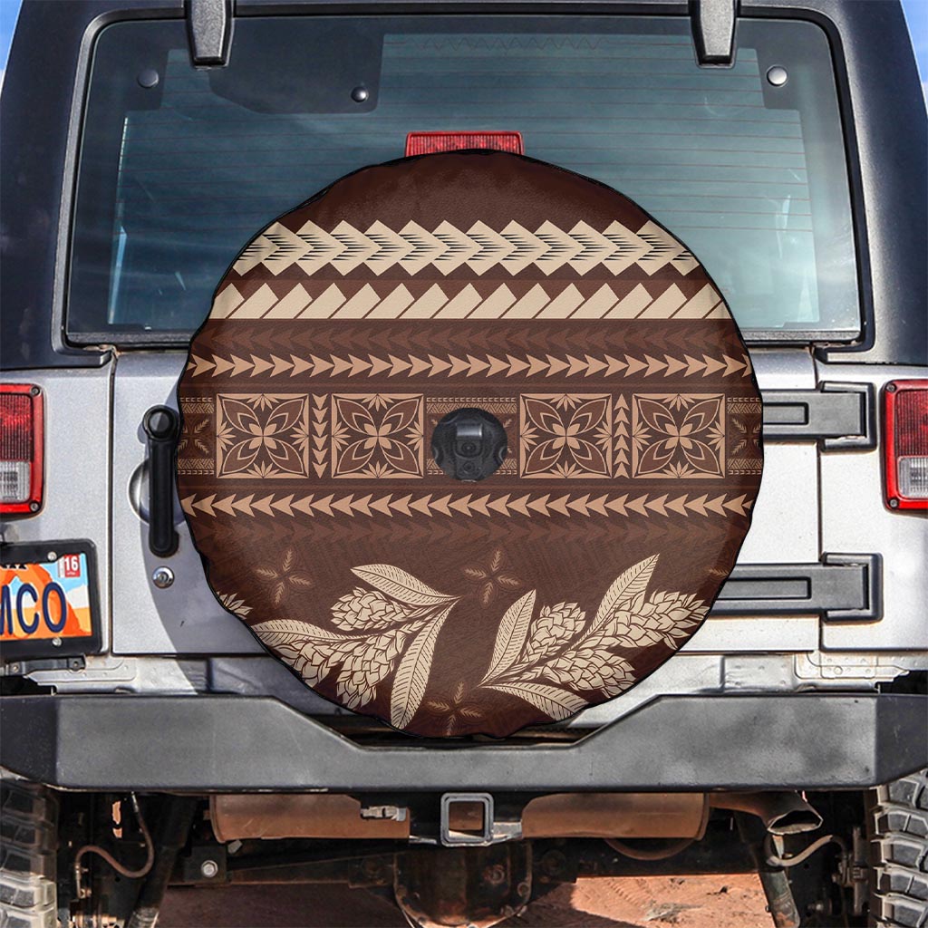 Brown Samoa Siapo Teuila Flowers Spare Tire Cover