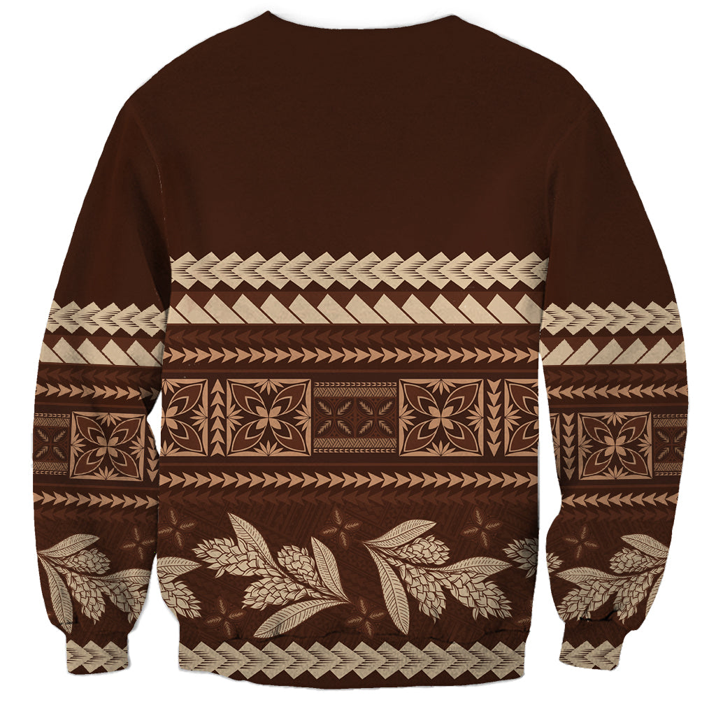Brown Samoa Siapo Teuila Flowers Sweatshirt